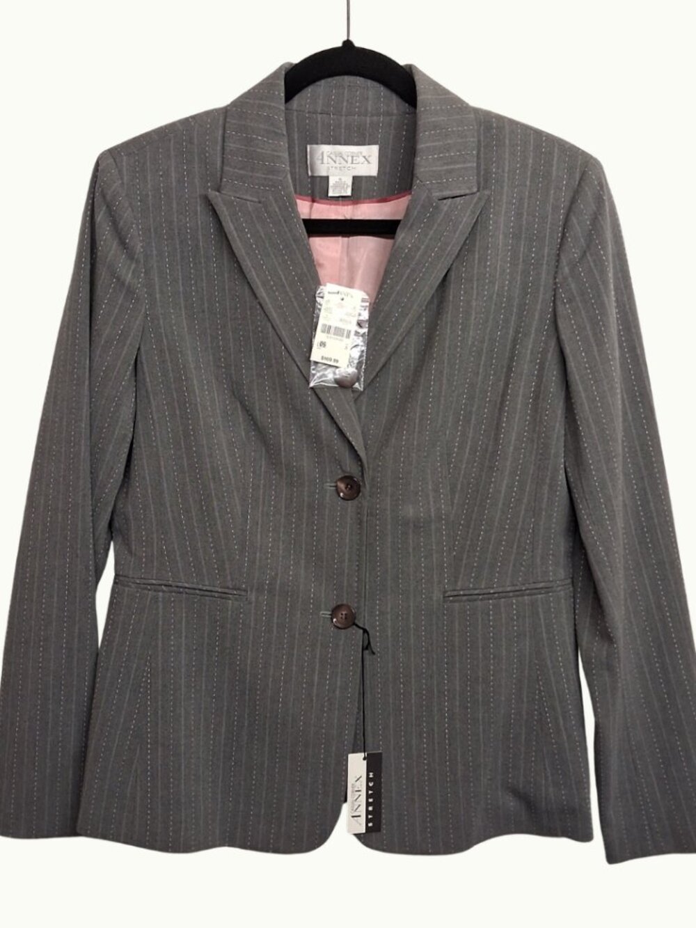 CASUAL CORNER ANNEX STRETCH Blazer Gray Pinstripe Tailored Jacket 6 S NWT